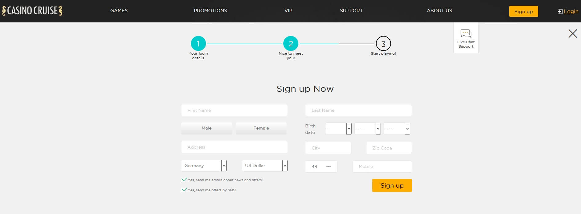 casino cruise online casino registration